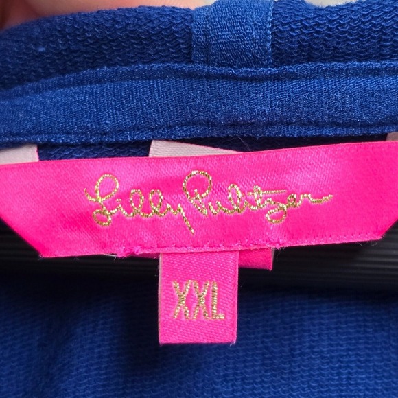 Lilly Pulitzer Kiawah Cropped Hoodie Womens XXL Blue Long Sleeve Soft Pullover - Picture 5 of 12